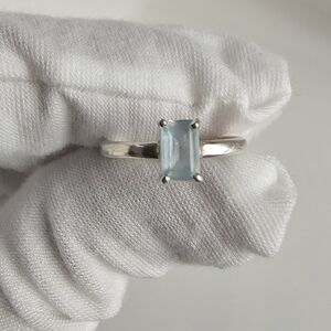 Sterling Silver Ring With Ice Blue Gemstone, Size 5.5